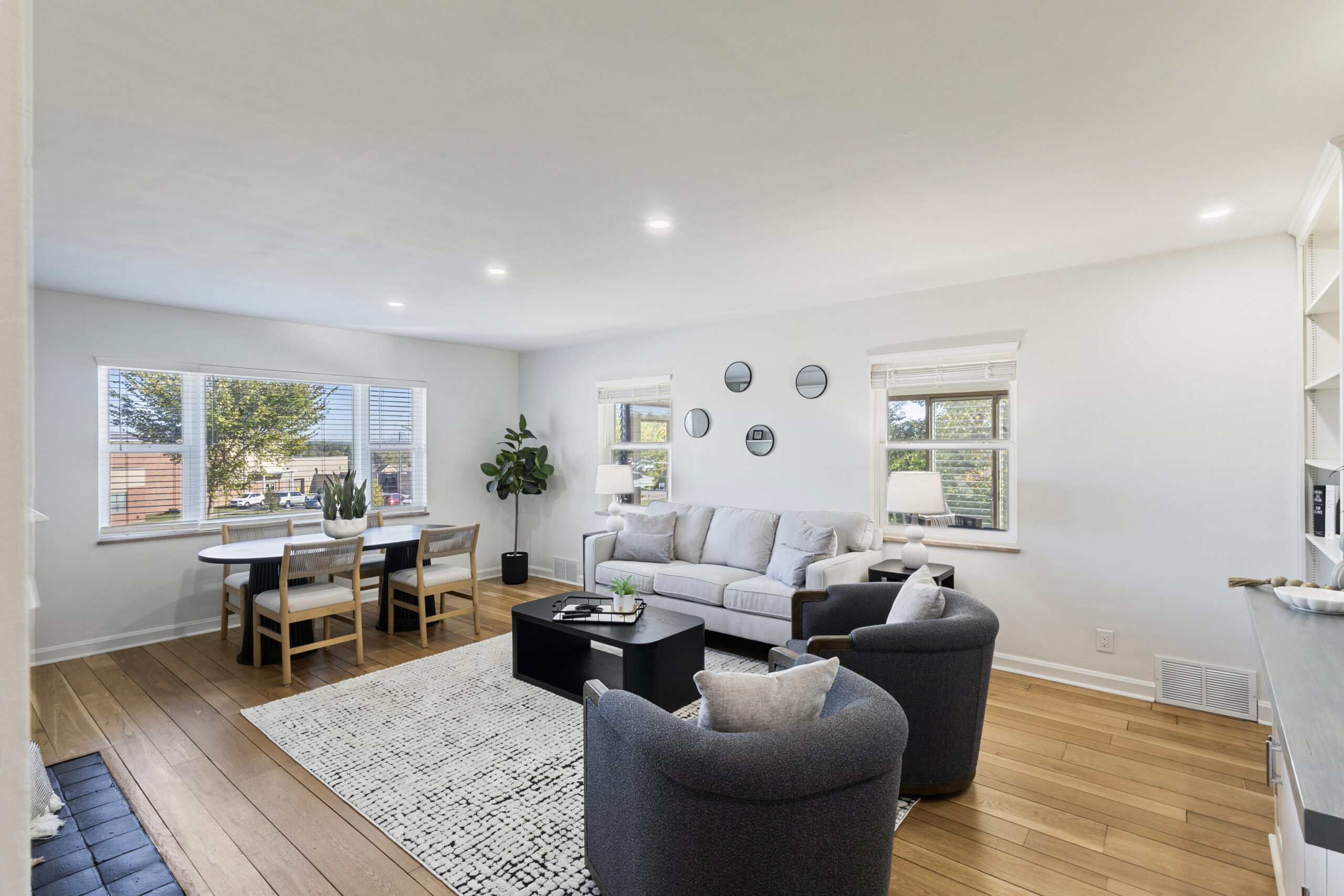 Open living and dining area