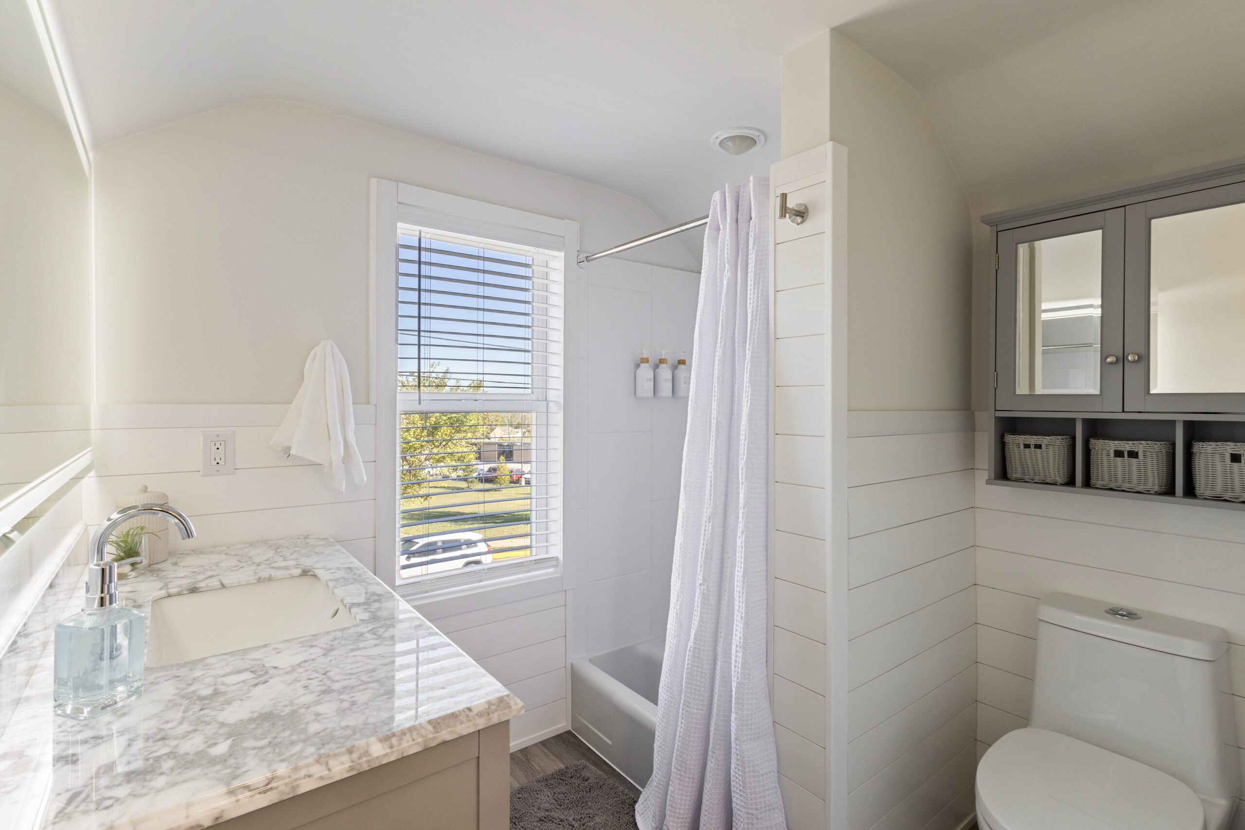 Bathroom with shiplap